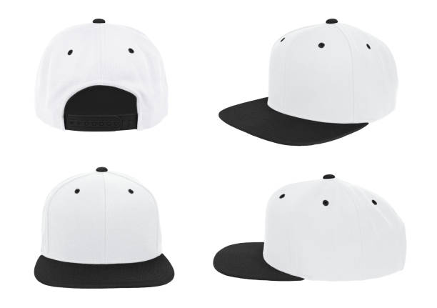 istock Blank baseball snap back cap two tone color white/black 1002852046