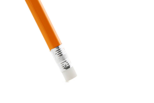 istock Yellow pencil with eraser on a white background 1002856622