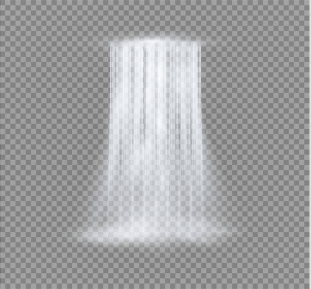 transparan realistis, alam, aliran air terjun dengan air jernih dan gelembung terisolasi dengan latar belakang transparan. elemen alami untuk gambar lanskap desain. ilustrasi vektor - air terjun air mengalir ilustrasi stok