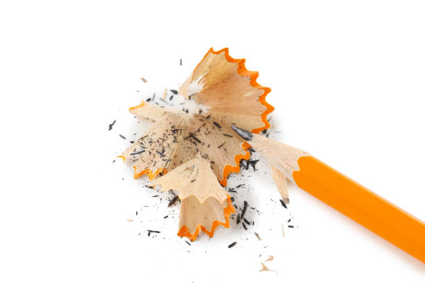istock Yellow pencil with shavings on a white background 1002859132