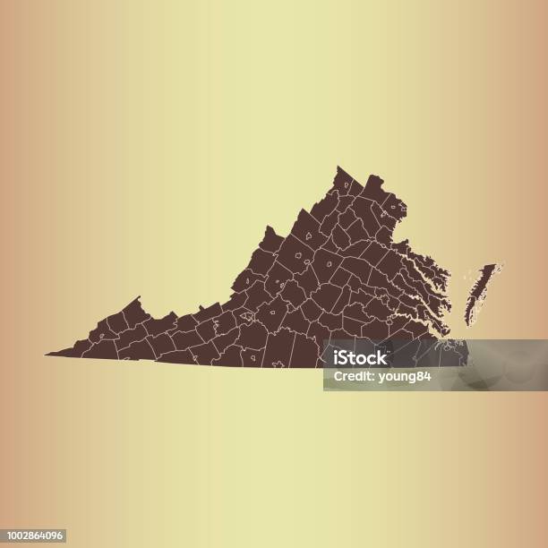 Virginia Map Solid Virginia Map Stock Illustration - Download Image Now - Cartography ...