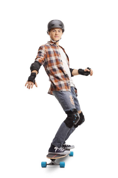 Asian Chinese mature Man practice inline skating at skateboard park during weekend jumping mid air