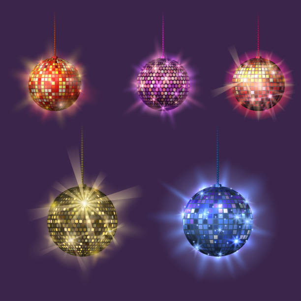 disco ball discotheque muzyka impreza nocna klub taneczny sprzęt wektor ilustracja - disco ball sunbeam evening ball design stock illustrations