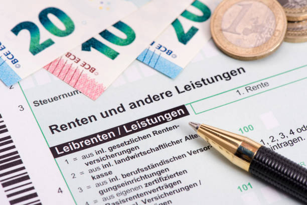 istock German tax form for pension income - in German language: Rente 1002872672