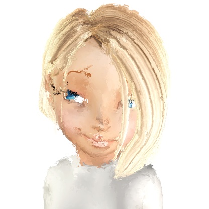 Digital Painting of a Toon Girl, based on own 3D Rendering, no Model Release or Property Release required