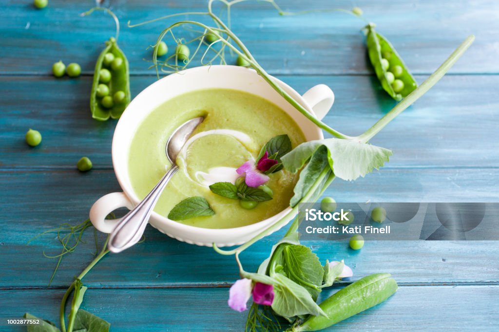 Pea soup Soup made from fresh green peas Pea Soup Stock Photo