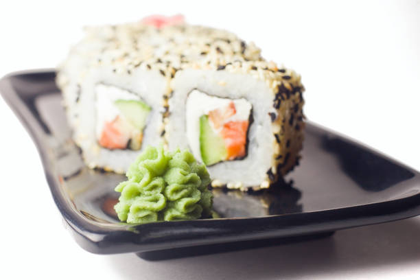 rolls with sesame seeds, on a white background, isolated