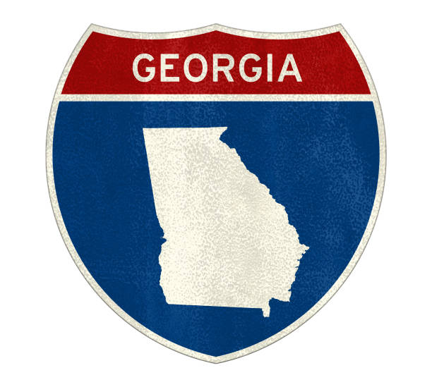 signo de carretera interestatal de estado de georgia - georgia fotografías e imágenes de stock