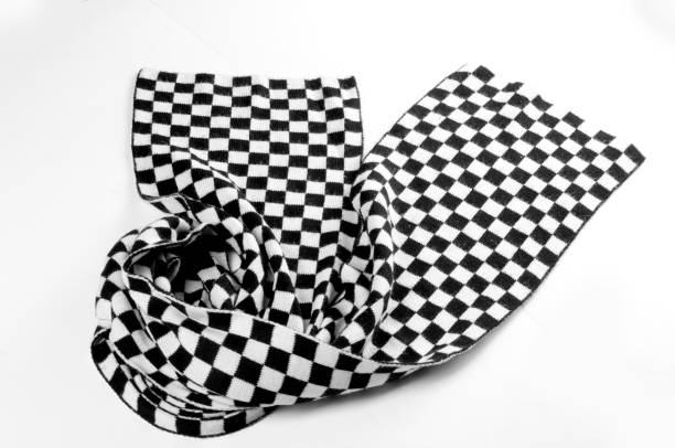 istock Texture, background, pattern. Scarf shawl tippet plaid white and black cell. a woman's long scarf or shawl, worn loosely over the shoulders. 1002883428