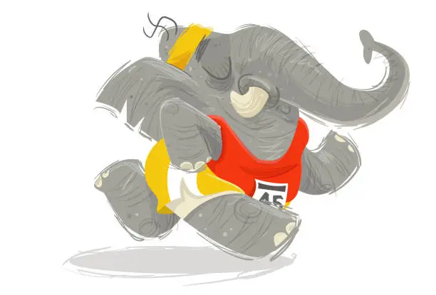 Vector illustration of The elephant runner