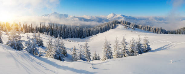 istock Panorama of winter mountains 1002894050