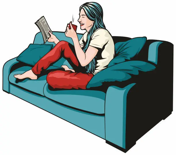 Vector illustration of Woman Reading
