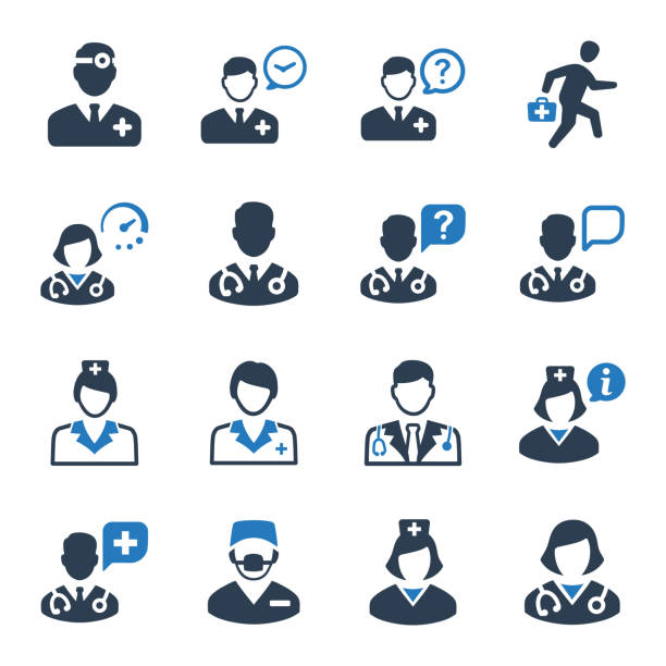 Doctor Icon Set - Blue Version Beautiful, Meticulously Designed Doctor Icon Set - Blue Version nurse icons stock illustrations