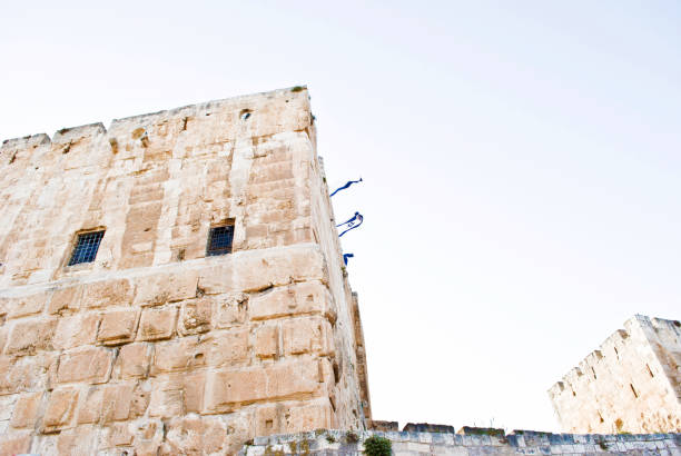 традиционная архитектура: стена ворот яффо - jerusalem old city israel wall castle стоковые фото и изображения