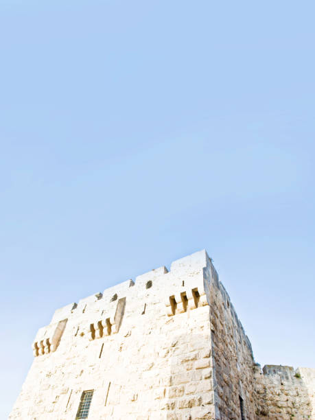 традиционная архитектура: стена ворот яффо - jerusalem old city israel wall castle стоковые фото и изображения