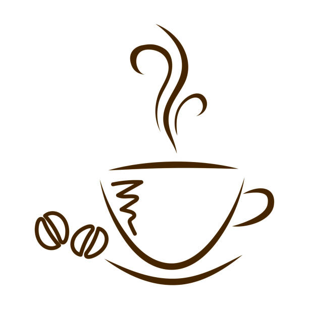web icon cups of coffee and beans isolated