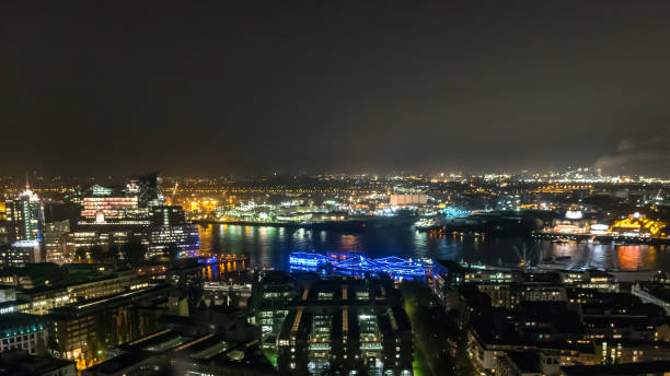 istock Hamburg Germany cityscape in night time 1002918456