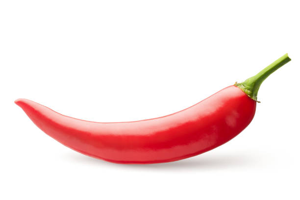 istock Fresh raw red hot chilli pepper on white background, isolated, h 1002921596