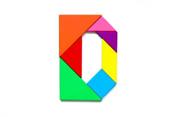 istock Color tangram puzzle in english alphabet d shape on  white background 1002929902