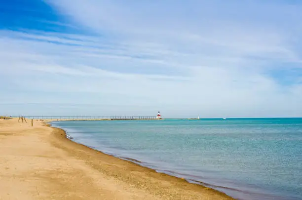 The Pier over Lake Michigan, photographed on a cold April morning.