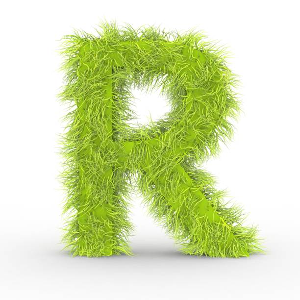 istock Green fur letter R isolated on white background 1002930222
