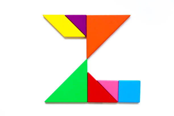 istock Color tangram puzzle in english alphabet z shape on white background 1002930236