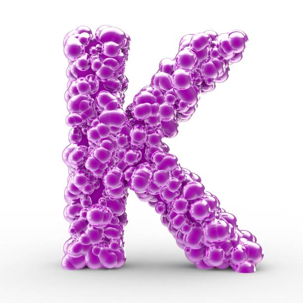 3d letter k with abstract biological texture - cell plant cell biology scientific micrograph imagens e fotografias de stock