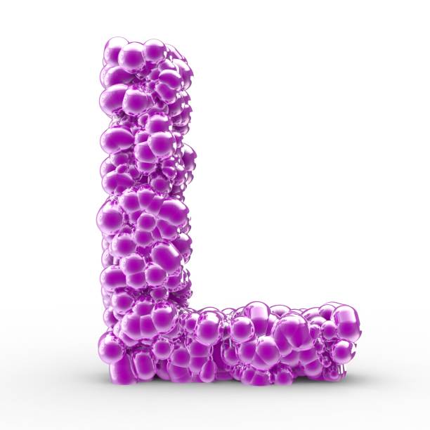 3d letter l with abstract biological texture - cell plant cell biology scientific micrograph imagens e fotografias de stock
