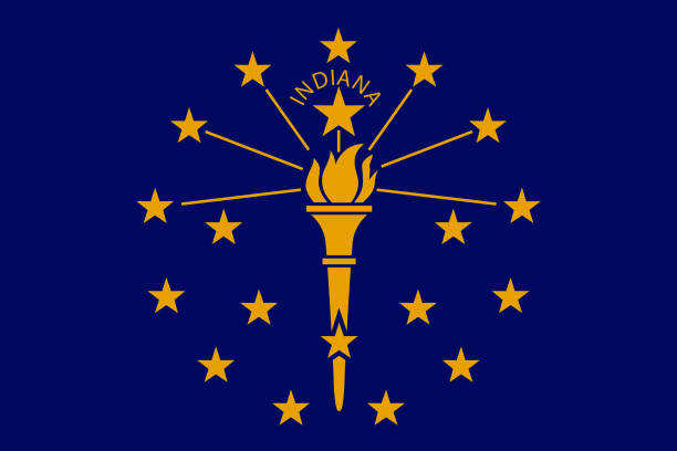 Vector flag illustration of Indiana state, Crossroads of America. United States of America. vector art illustration