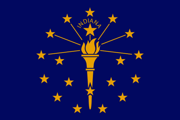 Vector flag illustration of Indiana state, Crossroads of America. United States of America. Vector flag illustration of Indiana state, Crossroads of America. United States of America. evansville indiana stock illustrations