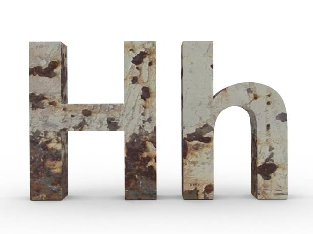 Concrete letter H isolated on white background