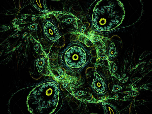 istock Abstract illustration of a fractal pattern on black background 1002940108