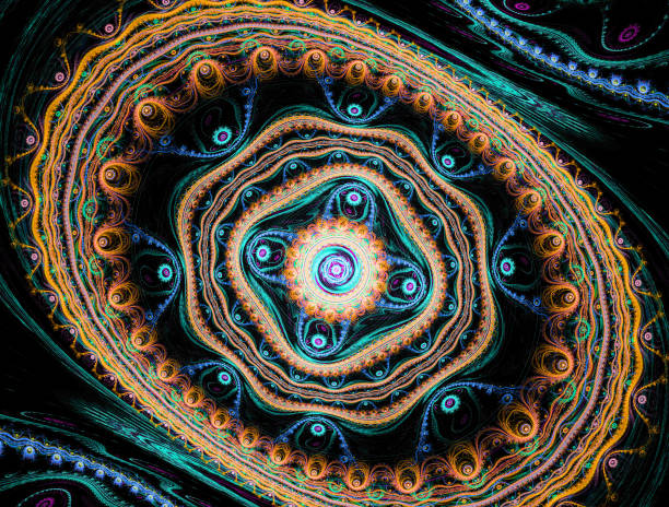 istock Abstract illustration of a fractal pattern on black background 1002940228