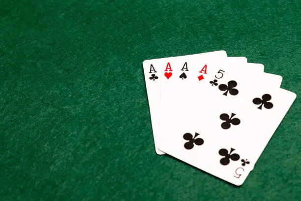 Four of a kind, the third highest value hand in poker. Four cards of the same value