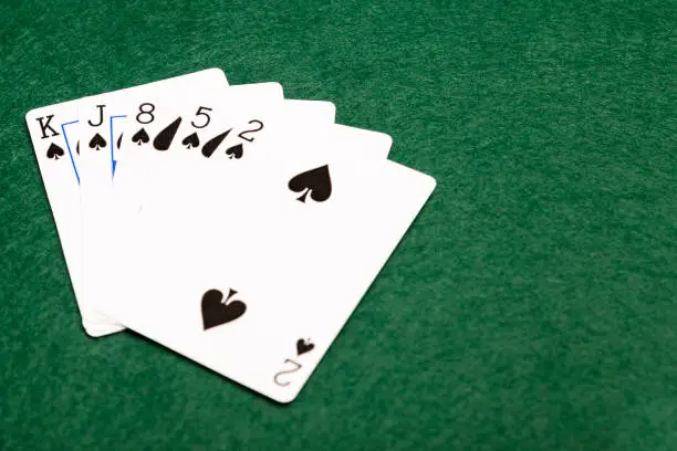 Flush, the fifth highest value hand in poker. Five cards of any value from the same suit