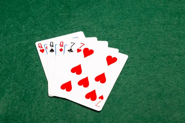 Full house, the fourth highest value hand in poker. Three cards of the same value supported by two cards of the same value