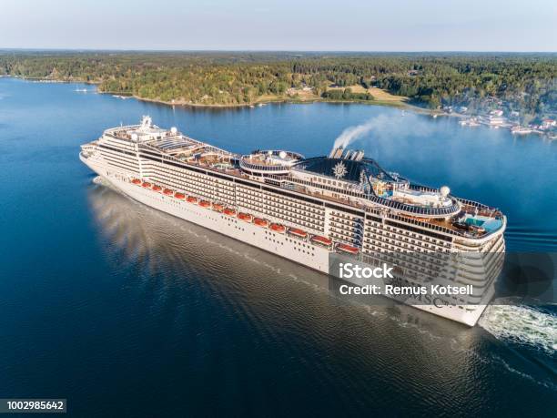 Msc Preziosa Cruiser Ship Passing By In The Stockholm Swedish Archipelago Stock Photo - Download Image Now