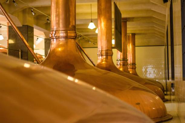 istock Copper mash tuns in beer factory 1002986104