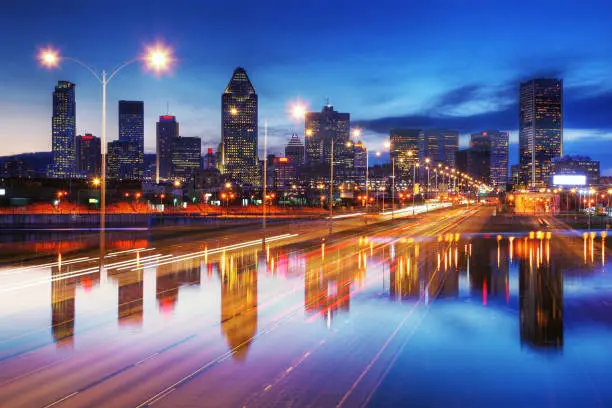 Photo Montage of Montreal City and one of its Highway