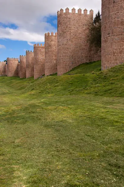 defensive walls of Avila city, in Spain, world heritage place declared by unesco