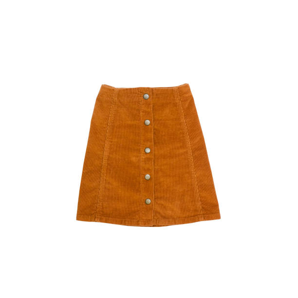 istock Brown skirt with buttons on a white background. Isolate. Fashionable concept 1003018298