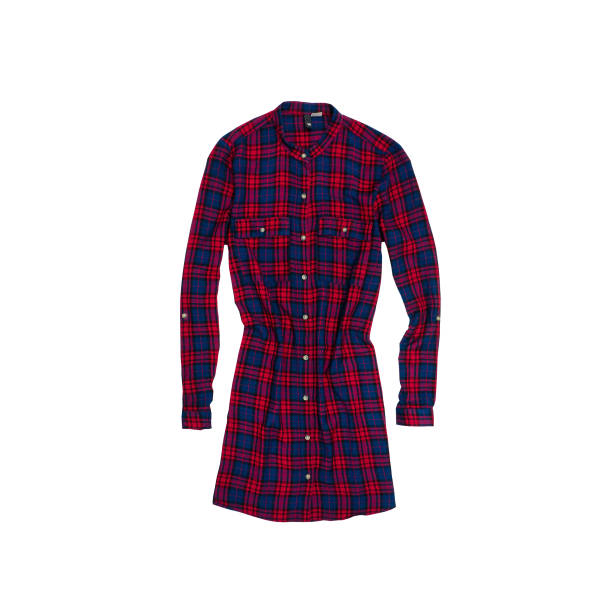 istock Checkered red dress on a white background. Isolate. Fashionable concept 1003020454