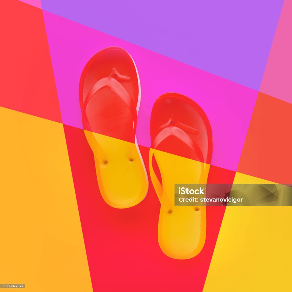 Flip Flops With Pop Colors Stock Photo - Download Image Now - Art ...