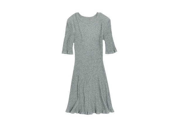 istock Short gray dress on a white background. Isolate. Fashionable concept 1003022644