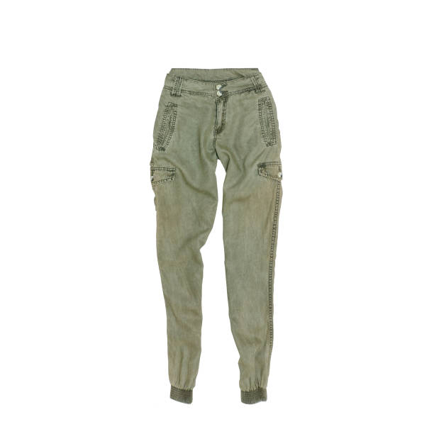 istock Khaki trousers on a white background. Isolate. Fashionable concept 1003024602