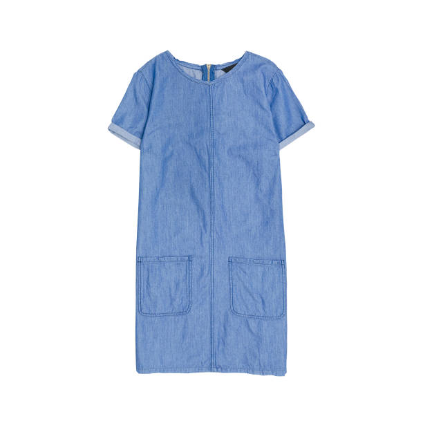 istock Denim summer dress on a white background. Isolate. Fashionable concept 1003024628