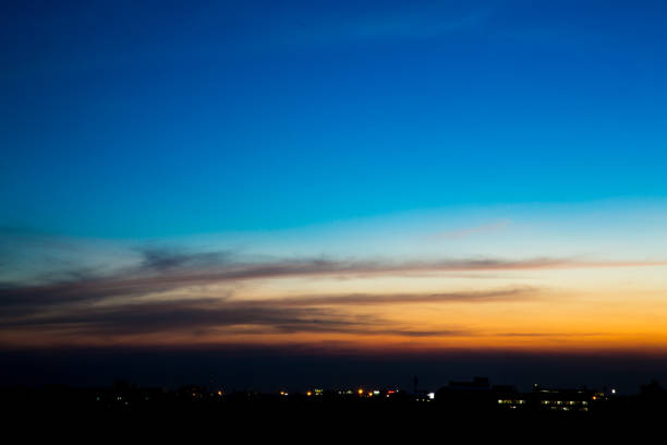 Twilight sky background. Sunset sky and cloud.Colorful sky in twilight time background.Beautiful Cityscape Sunset at Nagono city japan.Fiery orange sunset sky. Beautiful