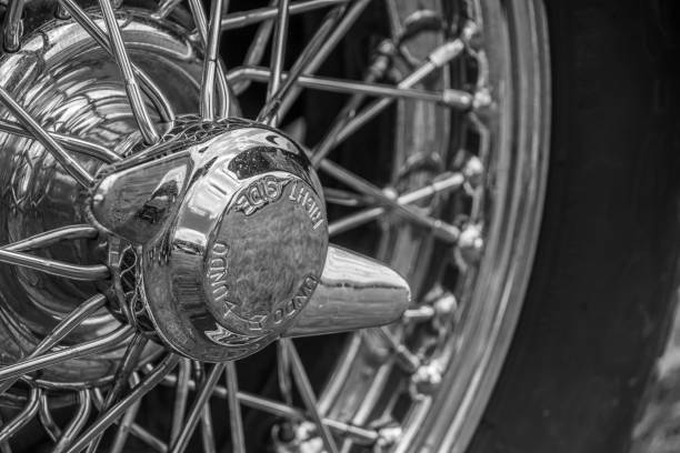 istock Black and White Vintage Retro Car Wheel 1003063688