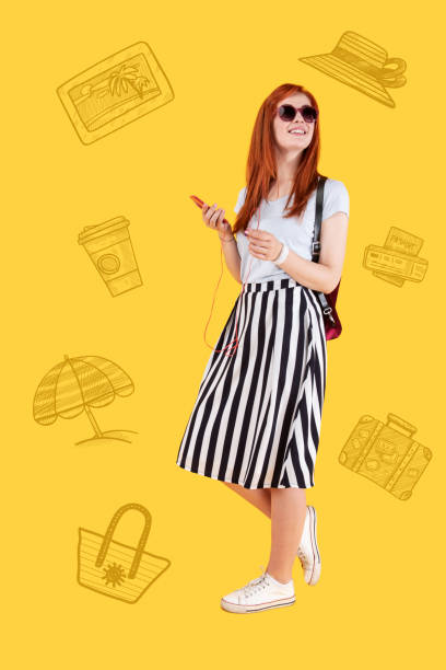 istock Emotional tourist listening to music while going sightseeing 1003087302