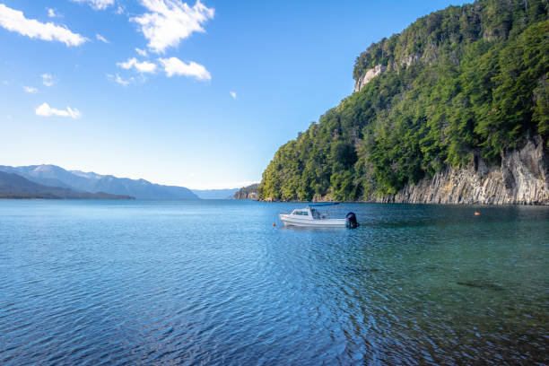 Bahia Mansa Bay at Nahuel Huapi Lake - Villa La Angostura, Patagonia, Argentina Bahia Mansa Bay at Nahuel Huapi Lake - Villa La Angostura, Patagonia, Argentina nahuel huapi national park stock pictures, royalty-free photos & images